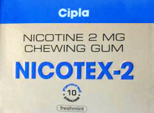 NicoTex 2mg (Cipla) 10gums in 1 sheet sugarfree